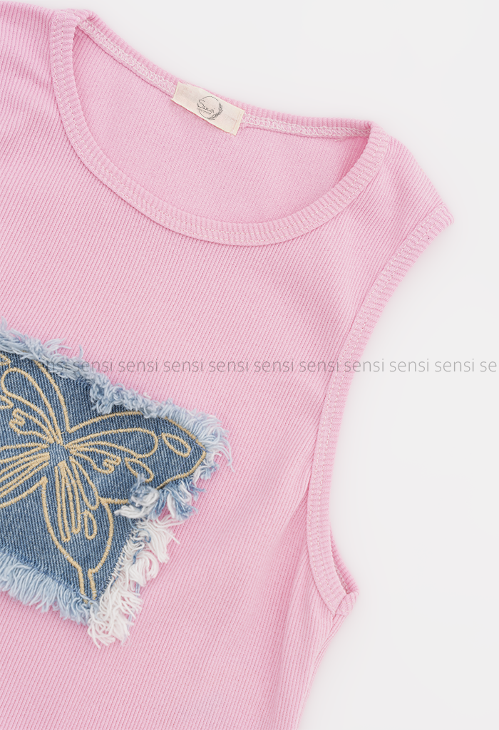 تاپ زنانه حلقه ای جین دوزی کد1005842